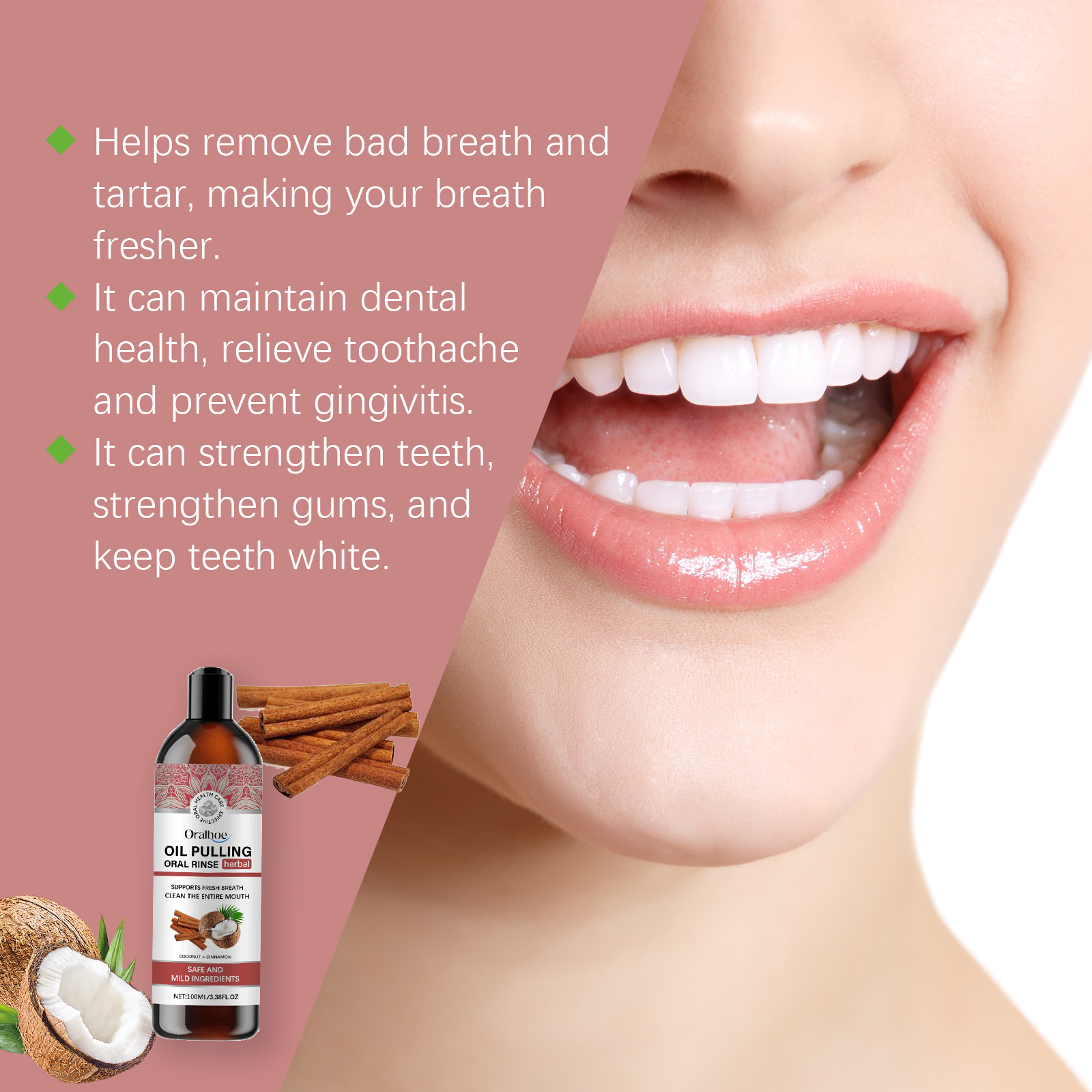 Coconut Pulling Oil Mouthwash  - đánh giá và giá Teeth Whitening Oil Pulling
