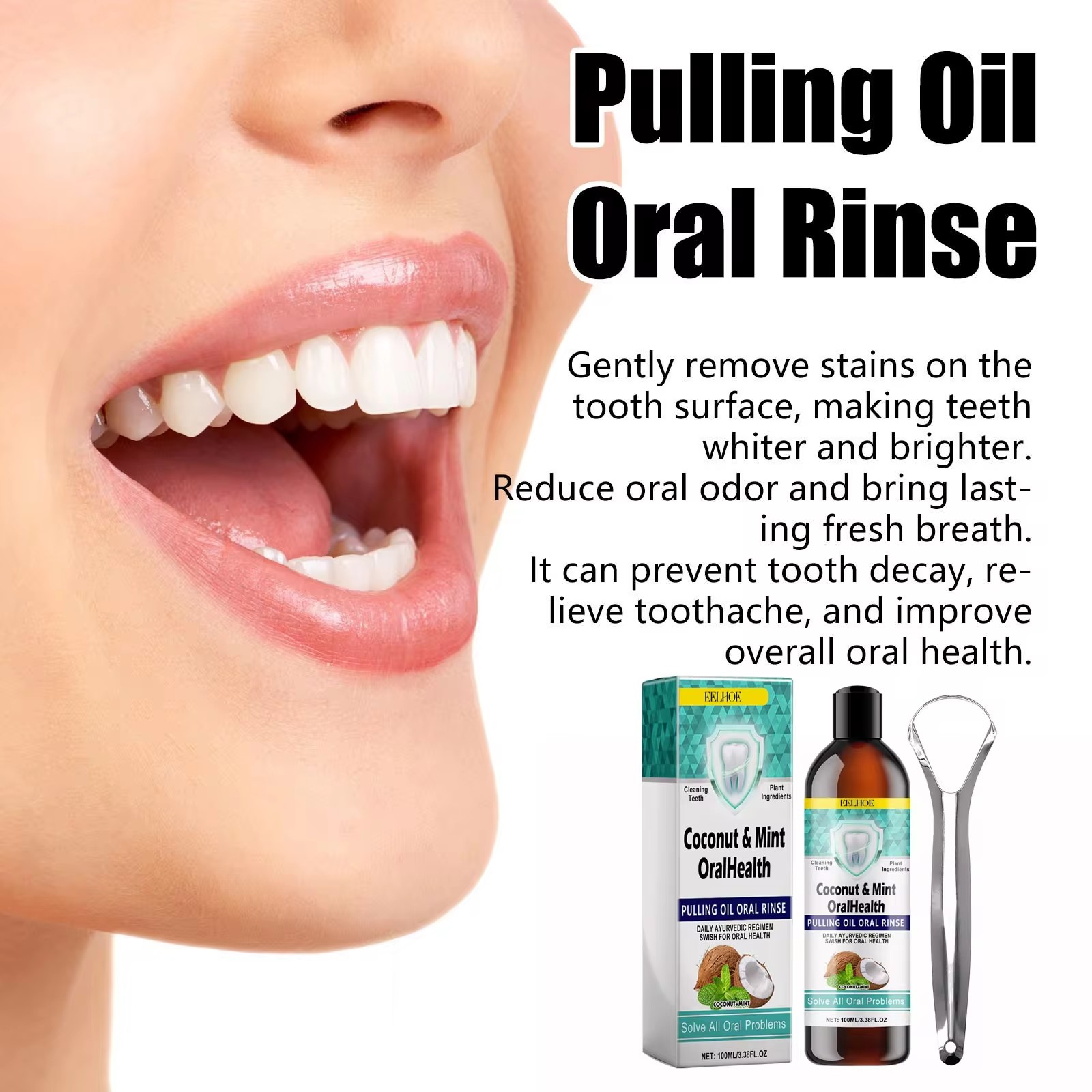 EELHOE Mint Coconut Oil Pullin - đánh giá và giá Teeth Whitening Oil Pulling